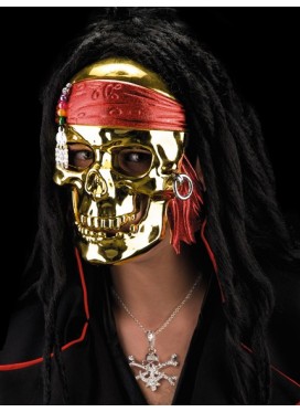 Maschera Teschio Pirata Oro