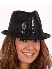 Cappello Fedora Nero con Paillettes