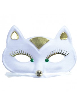 Maschera Gatto Bianco Glitter