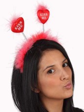 Cerchietto Rosso Kiss me con Piume 