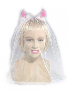 Velo sposa corna rosa