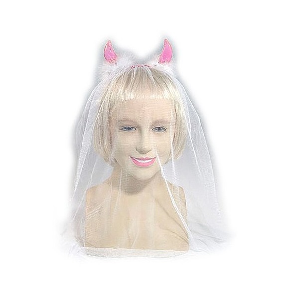 Velo sposa corna rosa