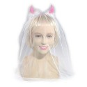 Velo sposa corna rosa