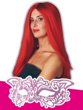 Parrucca Liscia Lunga Rossa + Maschera